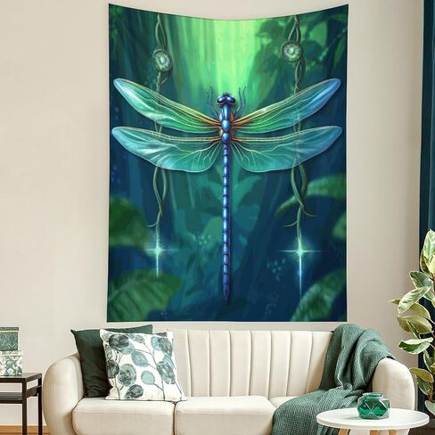Buyidec Dragonfly Green Tapestry Wall Hanging Art Deco Tapestries for Bedroom Living Room Dorm in Kuwait