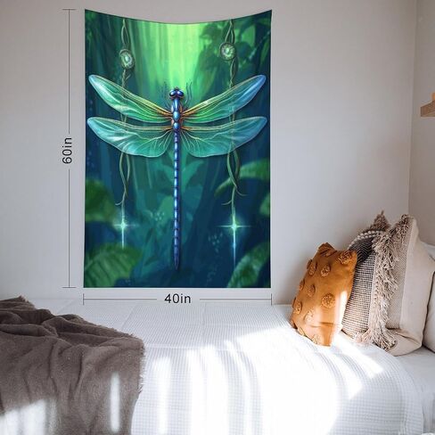 Buyidec Dragonfly Green Tapestry Wall Hanging Art Deco Tapestries for Bedroom Living Room Dorm in Kuwait