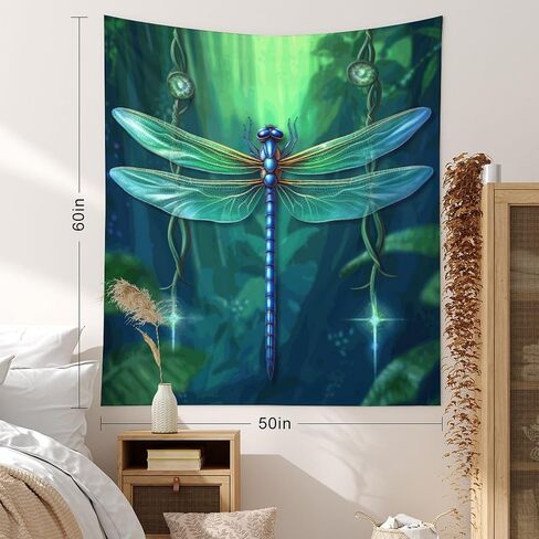 Buyidec Dragonfly Green Tapestry Wall Hanging Art Deco Tapestries for Bedroom Living Room Dorm in Kuwait