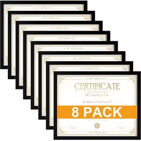 THKRLOF 8.5x11 Picture Frame Certificate Frame 16 Pack, 8.5 by 11 Bulk Multi Document Certificate Diploma Award Frames for Wall Hanging or Tabletop Display, Black in Saudi Arabia
