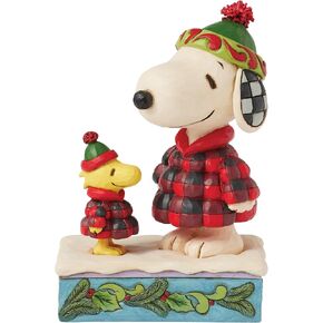 Enesco Peanuts by Jim Shore Snoopy and Woodstock Wearing Puffer Jackets Figurine, 5.5 Inch, Multicolor in Saudi Arabia