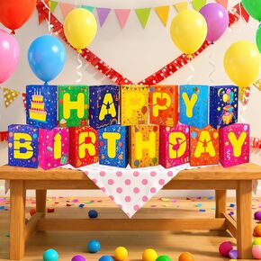 Birthday Decorations Kit, Birthday Party Banner, Honeycomb Balls, Metallic Hanging Swirls, Circle Garland, Colorful Birthday Decorations, Birthday Backdrop Cloth, Birthday Centerpieces for Tables in Kuwait