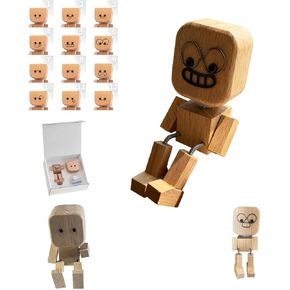 Pniotra Shaking Feet Wooden Doll, Charming Little Handmade Shaking Wooden Man Figurine with 12PCS Magnetic Expressions, Car Dashboard Accessories, Funny Wood Desktop Decor, Portable Creative Gift (D) in Saudi Arabia