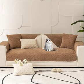 Pattern Plush Warm Sofa Couch Cover,Soft and Durable Plush Sofa Cover,Non Slip Sectional Sofa Slipcover, Cozy Washable Furniture Protector for Kids, Pets (Coffee Color,110 * 180CM) in Saudi Arabia