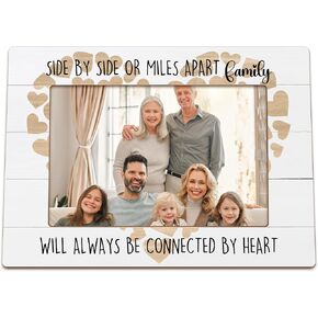 NJKRY Family Heart Picture Frames, Gifts for Family Mom Dad Grandma Grandpa, Housewarming Gifts, Long Distance Wooden Photo Frames, Side by Side or Miles Apart Picture Photo Frame for Desk Table 4X6 Photos in Saudi Arabia