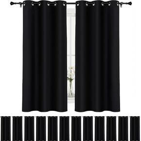 HunnmingRe 12 Panels Blackout Curtains for Bedroom, Solid Thermal Insulated Grommet and Noise Reduction Window Drapes, Room Darkening Curtains Bulk for Living Room(Black,63 x 42 Inch) in Saudi Arabia