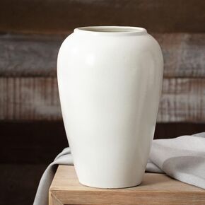 XiChenLai Short Round Grayish White Ceramic Vase Table Centerpiece Moon， Wide Mouth Terracotta Vases for Table Centerpiece, Centerpieces, Kitchen, Wedding, Gifts in Saudi Arabia