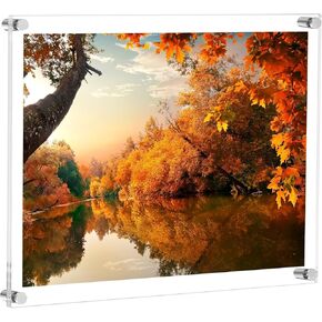 إطار حائط أكريليك عائم كبير مقاس 12 × 16 من Luxy، حزمة واحدة، إطار صورة شفاف بدون إطار مع حوامل مواجهة، عرض صور وسيت شفاف للمنزل أو المكتب أو الملصقات أو المطبوعات الفنية in Kuwait