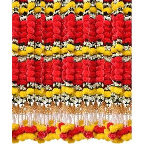 Krati Exports 5 قطع - إكليل القطيفة بطول 5 أقدام مع أجراس ديكور ديوالي الهندي Dia De Los Muertos يوم الموتى ديكور زفاف أكاليل صناعية (أحمر) in Kuwait