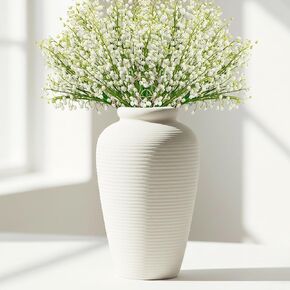 Ceramic Flower Vase 7.3 Inch Modern Farmhouse Vases Rustic Decorative Vase Home Decor Minimalist Handcrafted Pottery Terracotta Centerpiece Vases for Living Room,Bedroom,Table,Weddings,Office-White in Kuwait