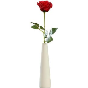 White Tall Conic Ceramic Flower Vase Decorative Floral Vase Taper Vase Table Top Small Narrow Neck Vases for Home Wedding Table Bedroom Living Room Office Desk in Saudi Arabia