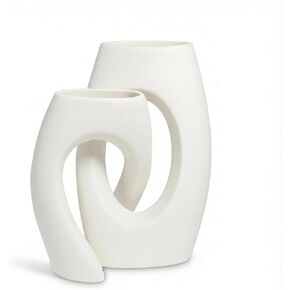 VoxWonder Ceramic Vase Set of 2, Minimalist Neutral Clay Vases for Modern Home Decor, Aesthetic Decorative Centerpieces for Living Room, Bedroom, or Entryway in Saudi Arabia