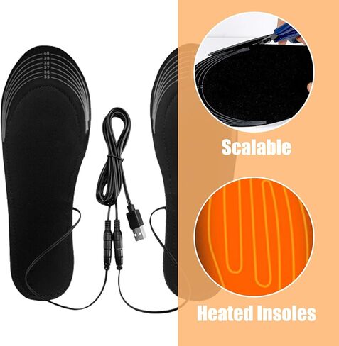 Heated Insoles USB Heated Shoe Insoles Washable Free Cut Thermal Warm Winter Foot Warmer for Men Women Indoor Outdoor 35-41 Size in Saudi Arabia