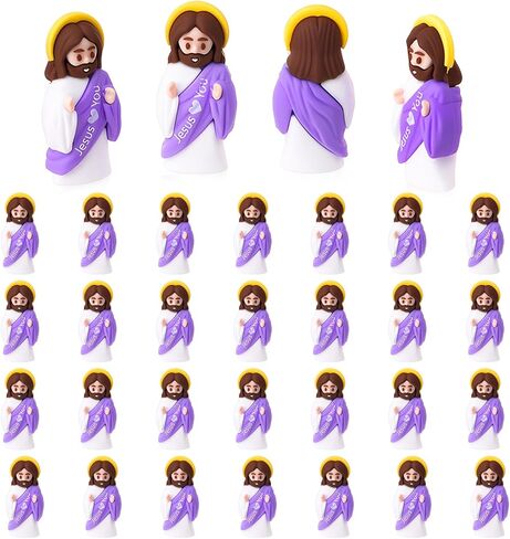 GGSTDDUP 30 Pcs Little Rubber Jesus Figures Jesus Love You Mini Rubber Figurines Religious Mini Figurines for Sunday School Baptism Gifts Party Favors(Red) in Saudi Arabia