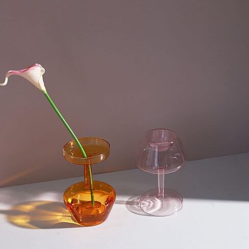 Glass Vase Nordic Transparent Table Decor Living Room Crystal Ball Flower Pot Glass Bottle Weddings Parties(Yellow-A) in Saudi Arabia