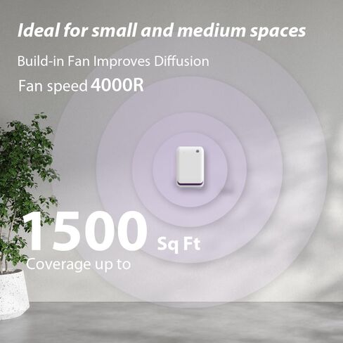ماكينة هواء ذكية للمنزل، 1500 قدم مربع. موزع روائح الزيوت بدون ماء بتغطية قدم مع تقنية الهواء البارد/بلوتوث، موزع مجموعة الفنادق للغرفة الكبيرة والفندق والمنتجعات الصحية والمكتب والتركيب على الحائط وسطح المكتب in Kuwait