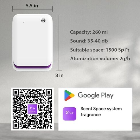 ماكينة هواء ذكية للمنزل، 1500 قدم مربع. موزع روائح الزيوت بدون ماء بتغطية قدم مع تقنية الهواء البارد/بلوتوث، موزع مجموعة الفنادق للغرفة الكبيرة والفندق والمنتجعات الصحية والمكتب والتركيب على الحائط وسطح المكتب in Kuwait