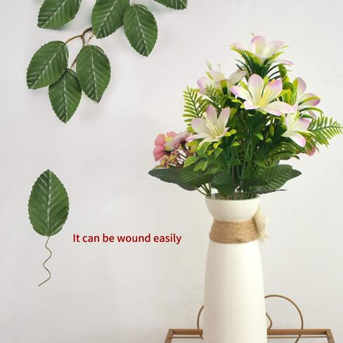 HOKPA Artificial Silk Green Leaves, Fake Faux Wired Single Leaf for Crafts Scrapbooking Floral Arrangements Home Kitchen Wedding Garland Party Decorations (200pcs) in Saudi Arabia