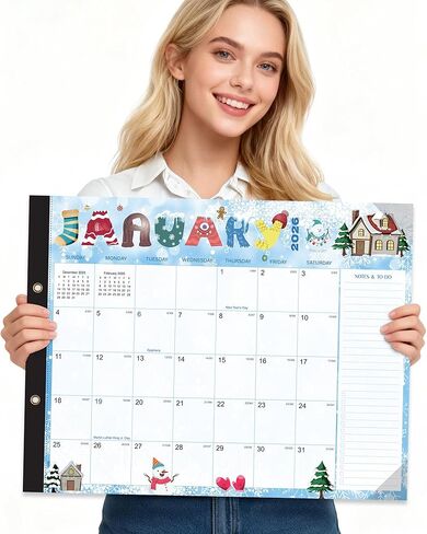 Large Desk Calendar 2025-2026 - 18-Month Jumbo 22"x17" (56x43cm) Wall & Desktop Planning Pad with Holiday Markers, Grid Blocks & Tear-Resistant Paper for Home Office School Organization in Saudi Arabia