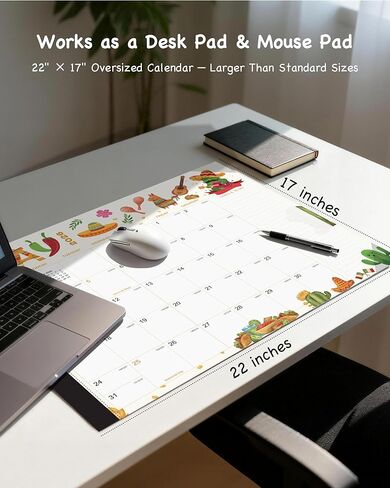Large Desk Calendar 2025-2026 - 18-Month Jumbo 22"x17" (56x43cm) Wall & Desktop Planning Pad with Holiday Markers, Grid Blocks & Tear-Resistant Paper for Home Office School Organization in Saudi Arabia