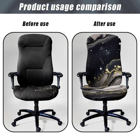 Cadowhimsy Black Gold Marble Texture Print Anti-Dust Office Chair Cover Removable Computer Chair Slipcover for Armchair Swivel Boss Chair Protector for Home Office Decoration, Large in Saudi Arabia
