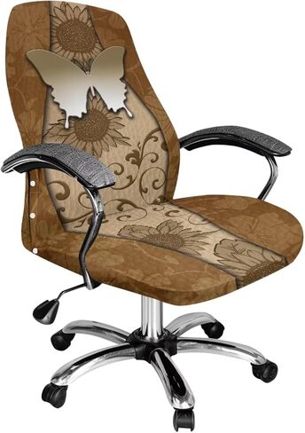 Cadowhimsy Black Gold Marble Texture Print Anti-Dust Office Chair Cover Removable Computer Chair Slipcover for Armchair Swivel Boss Chair Protector for Home Office Decoration, Large in Saudi Arabia