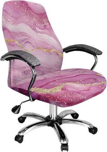 Cadowhimsy Black Gold Marble Texture Print Anti-Dust Office Chair Cover Removable Computer Chair Slipcover for Armchair Swivel Boss Chair Protector for Home Office Decoration, Large in Saudi Arabia