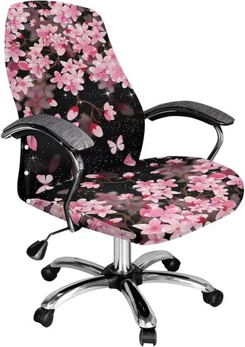 Cadowhimsy Black Gold Marble Texture Print Anti-Dust Office Chair Cover Removable Computer Chair Slipcover for Armchair Swivel Boss Chair Protector for Home Office Decoration, Large in Saudi Arabia