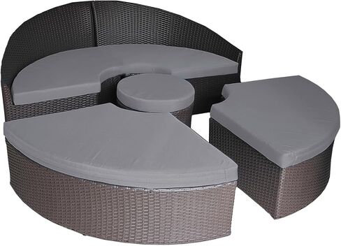WQZWDFC 75" 4-PCS Round Sectional Daybed Cushion Replacement Cover Model-B1, Outdoor Patio Rattan Sun Bed Water-Resistant Cushions Slipcover with Zipper (Dark Gray, Circle 23.5-Thick 4 1/2") in Saudi Arabia