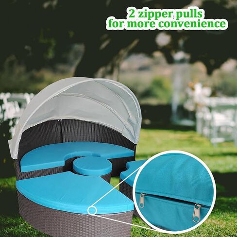WQZWDFC 75" 4-PCS Round Sectional Daybed Cushion Replacement Cover Model-B1, Outdoor Patio Rattan Sun Bed Water-Resistant Cushions Slipcover with Zipper (Dark Gray, Circle 23.5-Thick 4 1/2") in Saudi Arabia