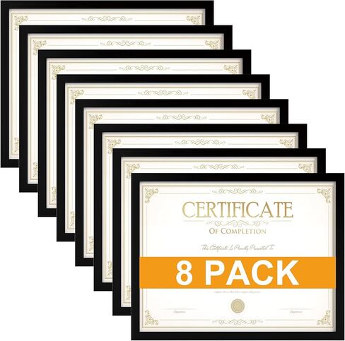THKRLOF 8.5x11 إطار شهادة إطار الصورة 16 حزمة، 8.5 × 11 إطارات جائزة دبلوم شهادة المستندات المتعددة للتعليق على الحائط أو عرض الطاولة، أسود in Saudi Arabia