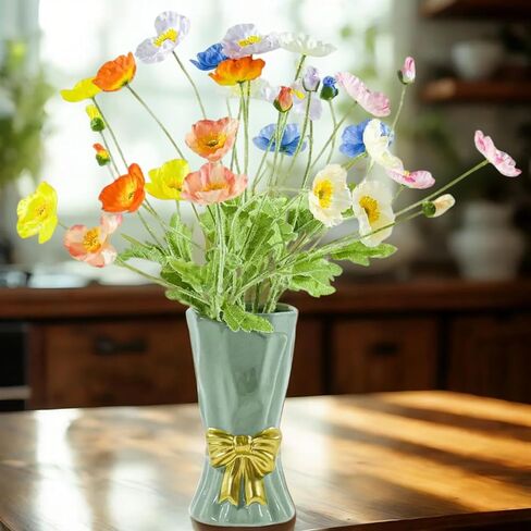 Kabcxci Artificial Poppy Flowers,8 Pcs Fake Silk Flowers for Home Decor,Wedding,Party Decoration, and Table Centerpiece Arrangement,Bendable Stems （Mixed Colors） in Saudi Arabia