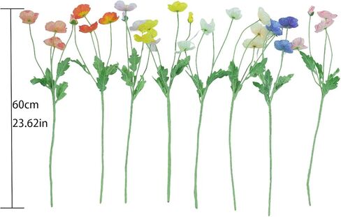 Kabcxci Artificial Poppy Flowers,8 Pcs Fake Silk Flowers for Home Decor,Wedding,Party Decoration, and Table Centerpiece Arrangement,Bendable Stems （Mixed Colors） in Saudi Arabia