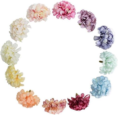 Teensery 24 Pcs 1.8" Artificial Hydrangea Flower Heads Bulk Silk Flower for Wedding Decoration Home Decor Party Supplies DIY Crafts (Mixed Color) in Saudi Arabia