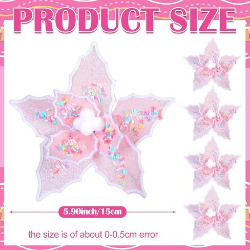 Luinabio 12 Pcs Candy Christmas Tree Poinsettia Flowers Artificial Christmas Tree Filler Decoration Pink with 12 Clips and Stems for Wreath Garland Holiday Wedding New Year Party Decor DIY Xmas 6 Inch in Saudi Arabia