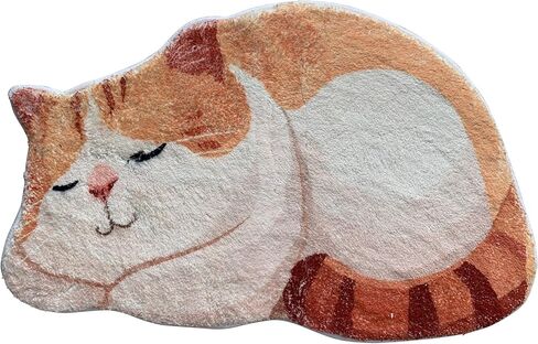 Funny Cute Cat Rug Sleep Cats Shaped Bath Mat Non-Slip Bathroom Rugs Doormat Outdoor Mat with Front Door Mat Soft Plush Floor Mats(Small, Orange Cat) in Saudi Arabia