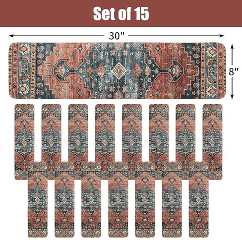 HOMBYS Non-Slip Carpet Stair Treads for Wooden Steps Set of 15, 30"X8" Indoor Stair Runner Extra Slip Resistant Stair Rugs Rubber Safety Mats, Stairway Grip Step Treads RED&Blue in Saudi Arabia