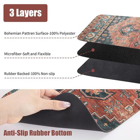 HOMBYS Non-Slip Carpet Stair Treads for Wooden Steps Set of 15, 30"X8" Indoor Stair Runner Extra Slip Resistant Stair Rugs Rubber Safety Mats, Stairway Grip Step Treads RED&Blue in Saudi Arabia