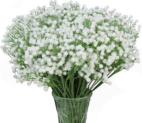 STSTECH Babys Breath زهور صناعية، سيقان قابلة للتعديل، خالية من الصيانة، باقة جيبسوفيلا صناعية مقاس 21 بوصة لديكور المنزل، وحفلات الزفاف، والحفلات، والحرف اليدوية (12 قطعة) in Kuwait