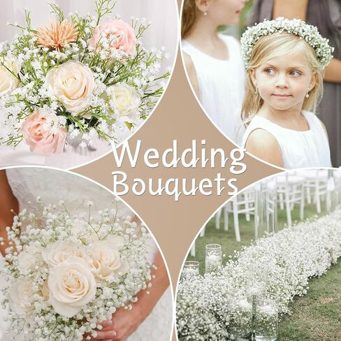 STSTECH Babys Breath زهور صناعية، سيقان قابلة للتعديل، خالية من الصيانة، باقة جيبسوفيلا صناعية مقاس 21 بوصة لديكور المنزل، وحفلات الزفاف، والحفلات، والحرف اليدوية (12 قطعة) in Kuwait