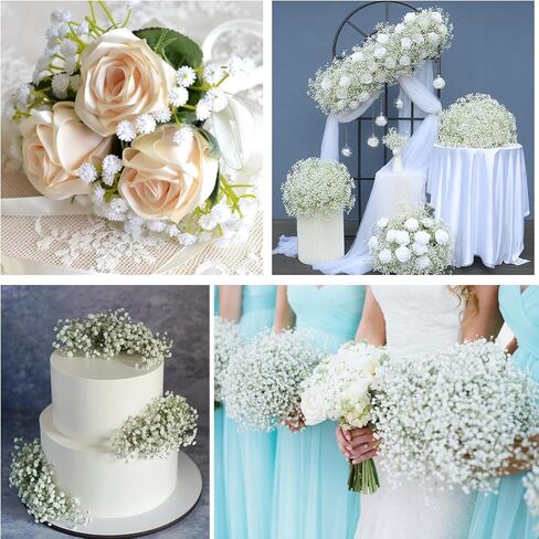 STSTECH Babys Breath زهور صناعية، سيقان قابلة للتعديل، خالية من الصيانة، باقة جيبسوفيلا صناعية مقاس 21 بوصة لديكور المنزل، وحفلات الزفاف، والحفلات، والحرف اليدوية (12 قطعة) in Kuwait
