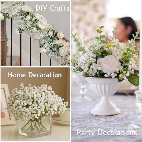 STSTECH Babys Breath زهور صناعية، سيقان قابلة للتعديل، خالية من الصيانة، باقة جيبسوفيلا صناعية مقاس 21 بوصة لديكور المنزل، وحفلات الزفاف، والحفلات، والحرف اليدوية (12 قطعة) in Kuwait