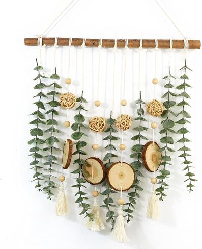 NLHH 21’’ Eucalyptus Wall Hanging Decor Artificial Eucalyptus Plant Fake Greenery Leaves Boho Wall Decor with Wooden Stick for Bedroom Bathroom Kitchen Rustic Farmhouse Home Living Room Decoration in Saudi Arabia