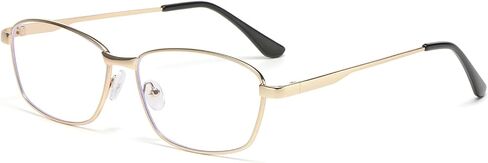 LJCZKA Rectangle Blue Light Blocking Glasses for Men Women Square Metal Frame Classic Computer Anti Eyestrain Eyeglasses in Saudi Arabia