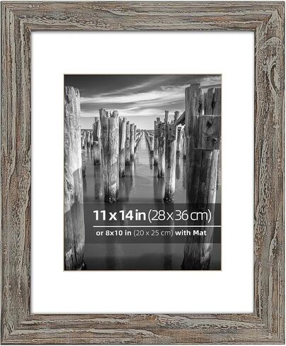 إطار صور من خشب الحظيرة المستصلحة مقاس 11 × 14 بوصة من DUCIHBA، خيار عرض متعدد، زجاج فائق الوضوح، مع حصيرة لصور مقاس 8 × 10 بوصة، فنون جدارية، خشب متأثر بالطقس in Kuwait