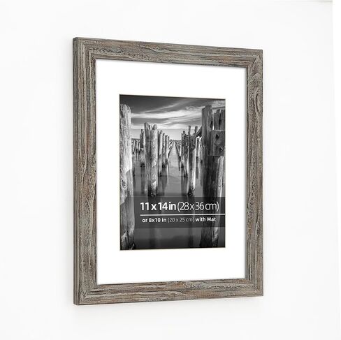 إطار صور من خشب الحظيرة المستصلحة مقاس 11 × 14 بوصة من DUCIHBA، خيار عرض متعدد، زجاج فائق الوضوح، مع حصيرة لصور مقاس 8 × 10 بوصة، فنون جدارية، خشب متأثر بالطقس in Kuwait