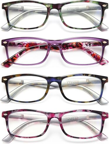 نظارات القراءة YTDNS للنساء، 4 عبوات من قارئات الموضة للنساء والرجال نظارات عيون بمفصلات ربيعية، نظارات قراءة بالضوء الأزرق in Kuwait