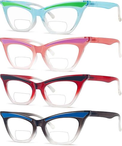 Eyekepper 4-pack Bifocal Reading Glasses Women Cat Eye Bi-focal Readers in Saudi Arabia