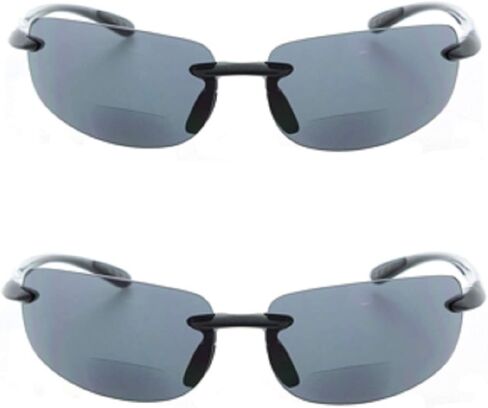 2 Pair of Men and Women Rimless Bifocal Sunglasses Sun Readers - Night Driving Yellow/Smoke Lens in Saudi Arabia