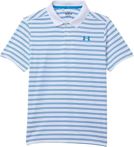 Under Armour Boys' Standard Matchplay Printed Golf Polo, Black/Castlerock/Pitch Gray in Kuwait